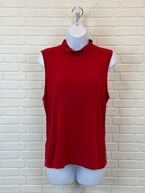 Bombom Mock Neck Sleeveless Top Red XL